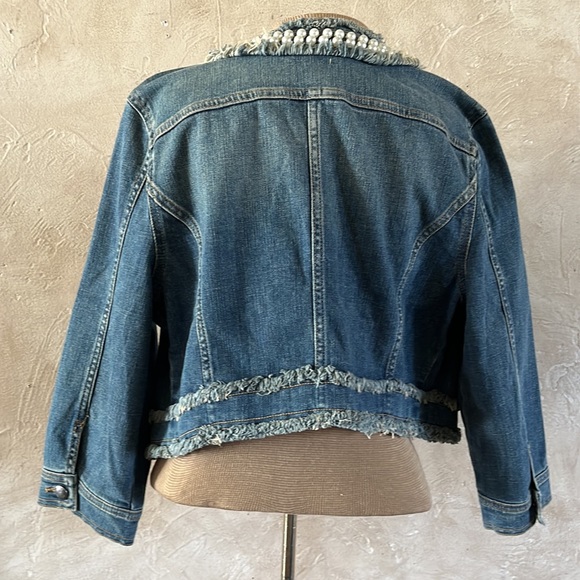 Princess Vera Wang jean pearl-embellished jackwt - Picture 3 of 8